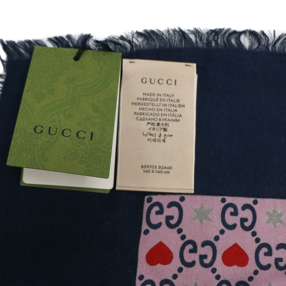 10118-Gucci Purple Patterned Scarf 609703 - Picture 5 of 5